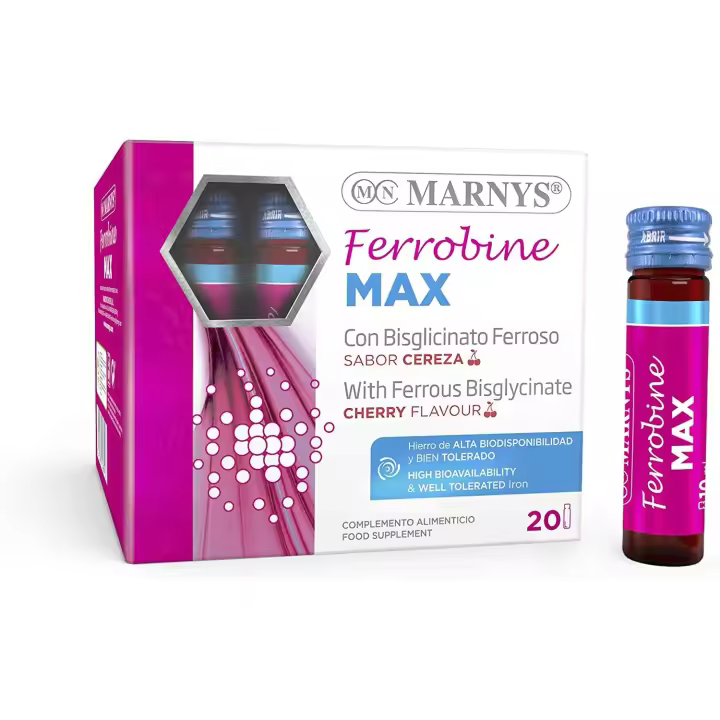 MARNYS® Ferrobine MAX 20 Viales - Suplemento de Hierro con Vitaminas B y Zinc - 1