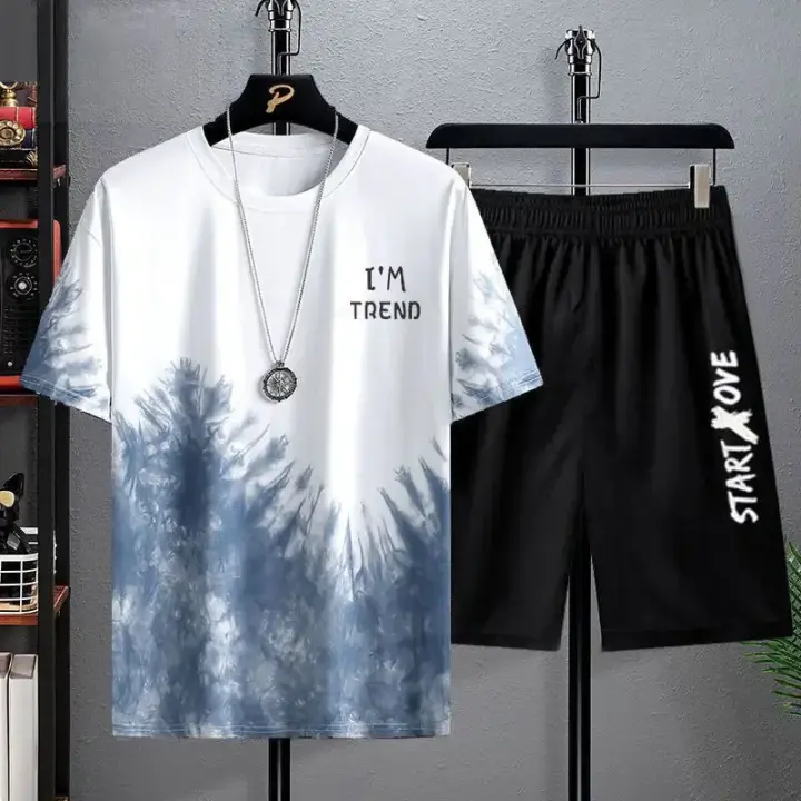 Conjunto De Ropa De Verano Para Hombre Con Camiseta De Manga Corta Y Shorts Estampado 3D Secado Rápido Para Gimnasio Y Estudio - 1