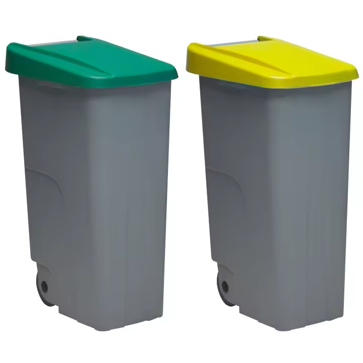 Denox Pack Reciclaje Contenedor Reciclo 110L Cerrado X2 Verde/Amarillo - 1