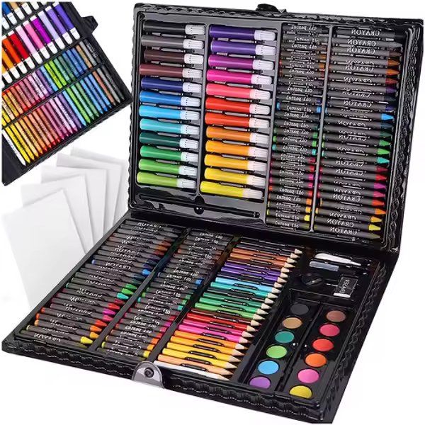 Kruzzel Set de Pintura XXL Maletin Lleno de Pinturas Artisticas y Manualidades para Niños y Niñas 168 Piezas Ideal Regalo Pintar Color Negro - 1