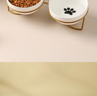Tazón De Cerámica Para Gatos Y Perros 500ML Con Soporte Elevado Alimentos Y Agua Dispensador Accesorios Para Gatos Tazón Doble De Forma Redonda - details 9
