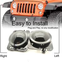 2 Pcs Luz Decorativa De Espejo Negro Con LED Amarillo Para Jeep JK JKU 2007 Accesorios De Señal De Giro Emblem Fender Luz De Marcador Lateral - details 9