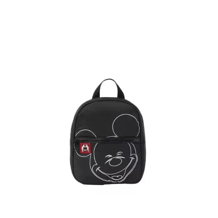 Mochila Disney Para Niños Y Niñas Negra Con Estampado De Mickey Ligera Mochila Pequeña Para Jardín De Infantes Material De Nylon - 1