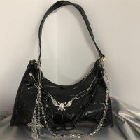 Bolso De Hombro Con Patrón De Cocodrilo Y2K Estilo Punk Oscuro Bolso De Cadena Para Verano Bolso Subcultural Sótano Para Mujer - details 6