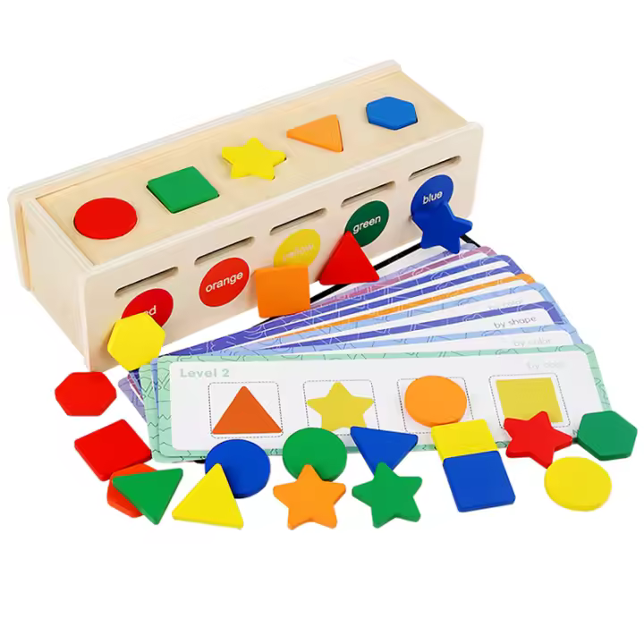 Juguete Educativo De Madera Con 25 Bloques Geométricos De Colores Caja De Almacenamiento Para Niños Juguete Montessori Para Preescolar - 1