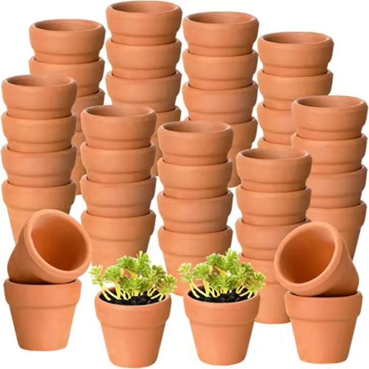 100 Pcs Pequeñas Macetas De Arcilla Terracota 1.3 Pulgadas Con Agujeros Para Drenaje Para Semilleros Y Plantas En Interior Y Exterior - 1