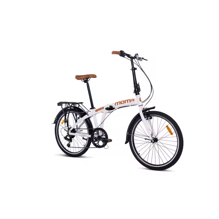 Moma Bikes - Vélo de Ville Pliant 24"- Cadre Alu - SHIMANO 7 Vitesses - Selle Comfort - Blanc - 1