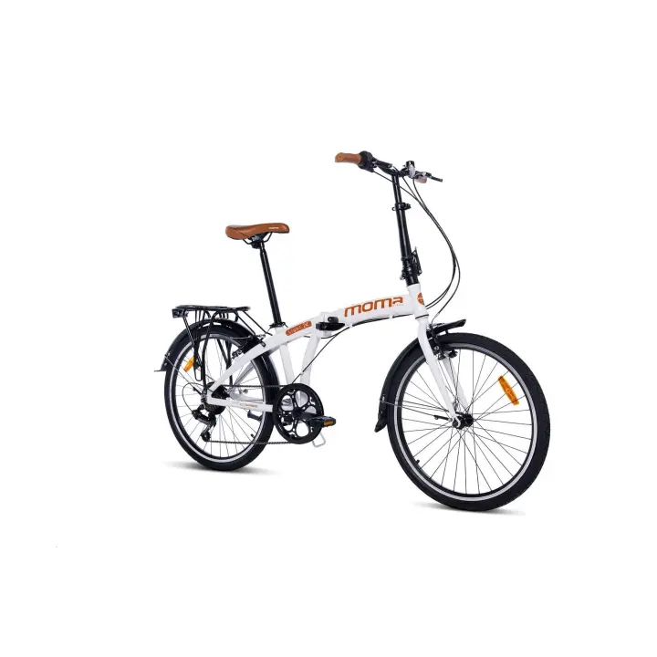 Moma Bikes - Vélo de Ville Pliant 24"- Cadre Alu - SHIMANO 7 Vitesses - Selle Comfort - Blanc - 1