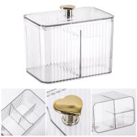 Contenedor Organizador De Baño Con 3 Secciones Para Algodones Y Tapones De Cera Transparente Almacenamiento De Cosméticos Jarra Para Algodones Y Tapones - details 8