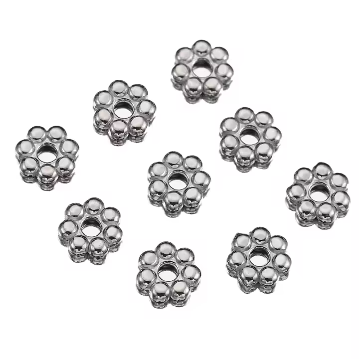 50pcs Bolas De Espaciador En Forma De Margarita De Acero Inoxidable Color Oro Para Fabricación De Joyas DIY - 1