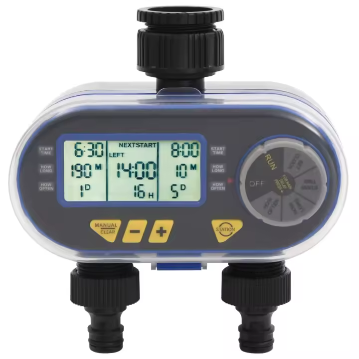 vidaXL Temporizador digital de riego automático con salida doble - 1