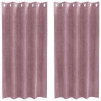 Cortinas Opacas vidaXL con Ojales 2 pcs de Terciopelo Rosa Oscuro - details 1