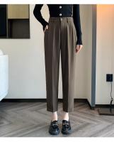 Pantalones De Trabajo Mujer Estilo Casual Cintura Alta Botones Talla Grande Color Caqui Largo Hasta El Tobillo Trasero Ancho - details 62