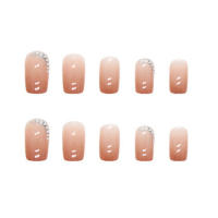 Uñas artificiales de cristal brillante desnudo de cobertura completa, accesorios de manicura DIY, prensa cuadrada - details 0