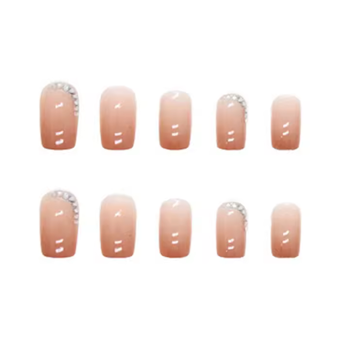 Uñas artificiales de cristal brillante desnudo de cobertura completa, accesorios de manicura DIY, prensa cuadrada - 1