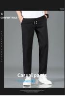 Pantalones Casuales Para Hombre Verano Estilo Coreano Ajustados Versátiles Deportivos Seda Helada Color Sólido Moda Casual - details 1
