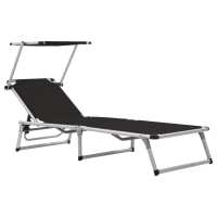 vidaXL Tumbonas plegables con toldo 2 uds aluminio y textilene Sillas de Exterior Ideal para jardín, playa, piscina, terraza Tumbona Piscina Tumbonas Playa Tumbonas Jardín Exterior - details 0