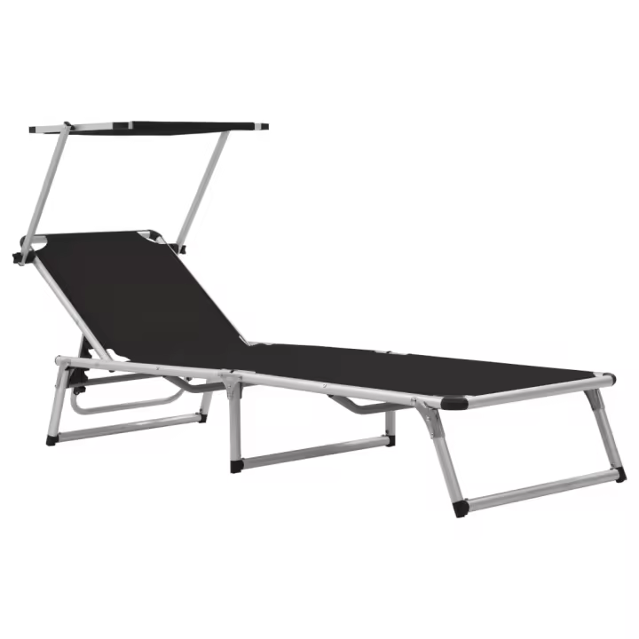 vidaXL Tumbonas plegables con toldo 2 uds aluminio y textilene Sillas de Exterior Ideal para jardín, playa, piscina, terraza Tumbona Piscina Tumbonas Playa Tumbonas Jardín Exterior - 1