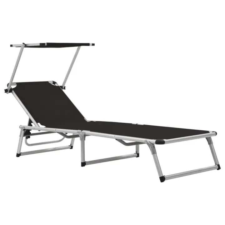 vidaXL Tumbonas plegables con toldo 2 uds aluminio y textilene Sillas de Exterior Ideal para jardín, playa, piscina, terraza Tumbona Piscina Tumbonas Playa Tumbonas Jardín Exterior - 1