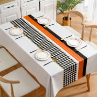 Qianniao Teléfono De Mesa Cuadrado De Piel Con Patrón De Cuadrícula Impermeable Y Resistente Al Aceite PVC Sencillo Para Mesa De Café Y Comedor - details 7