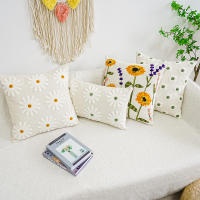 Funda De Cojín Elegante Con Bordado De Flores En Estilo Étnico Decoración Para El Hogar Sin Núcleo De Cojín 100% Poliéster - details 0