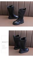 Botas De Niñas Largas En Negro Moda Otoño Invierno Bota De Motocicleta Clásica De Goma Alta Botas De Princesa Con Cierre De Cremallera - details 9