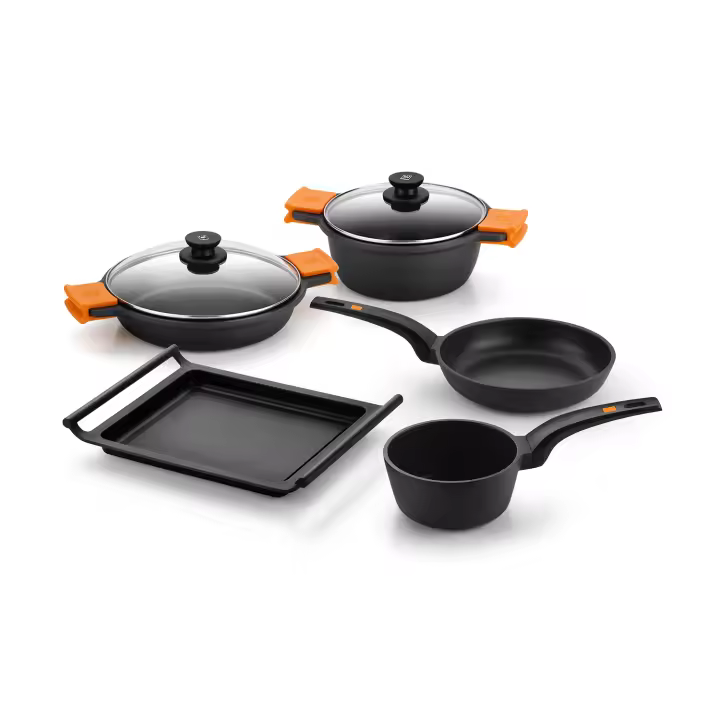 Batería de cocina 5 piezas con sartén Efficient, cacerola, cazo, sartén, parrilla para cualquier tipo de fuente de calor incluida inducción. - 1