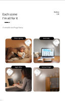 Lámpara De Pared LED Con Control Táctil Doble Cabeza Rotable 360° Luz Nocturna Inalámbrica En 3 Colores Para Dormitorio - details 6