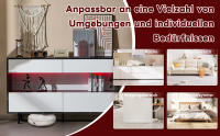 150x35x89. Aparador de Diseño de Mármol Negro de 5 cm with Espacio de almacenamiento Abierto, 4 bolsos E iluminación LED, Marco metálico Resesto y antiinclinación, muebles de almacenamiento Elegantes in Cocina, Sala de estar - details 1