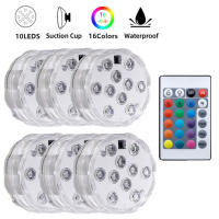 Luces LED Sumergibles con Control Remoto 10 Lámparas Brillantes RGB para Piscina, Jardín de Estanque, Acuario Iluminación al Aire Libre HD061 - details 0