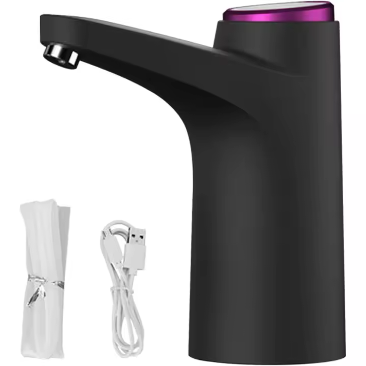 Dispensador de agua eléctrico, bomba de agua embotellada con carga USB, para botella universal, dispensador de agua portátil para interior y exterior (negro) - 1