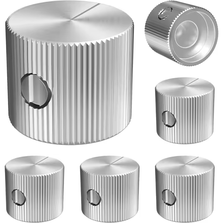 DaierTek 6PCS Botones De Guitarra Metálicos Plateados Con Tornillo Para Pedales De Guitarra Y Potenciometros 6.35MM Shafts - 1