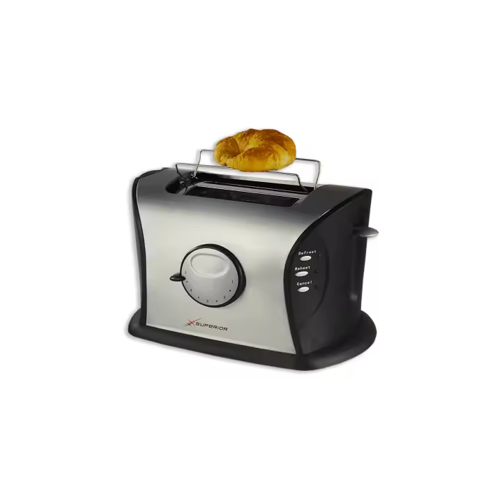 Tostadora - Superior, 850W, 2 rebanadas, 5 niveles, Descongelación, Recogemigas, Tostador Inox - 1