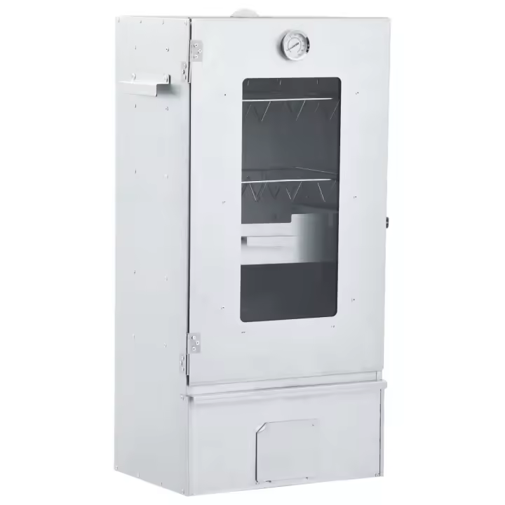 vidaXL Horno ahumador astillas madera con ventana acero galvanizado + 1 kg de virutas de madera Dimensiones 44.5 x 29 x 83 cm, 44.5 x 29 x 110 cm, 44.5 x 29 x 124 cm - 1