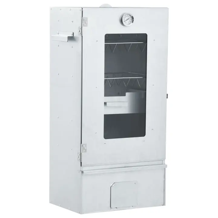 vidaXL Horno ahumador astillas madera con ventana acero galvanizado + 1 kg de virutas de madera Dimensiones 44.5 x 29 x 83 cm, 44.5 x 29 x 110 cm, 44.5 x 29 x 124 cm - 1