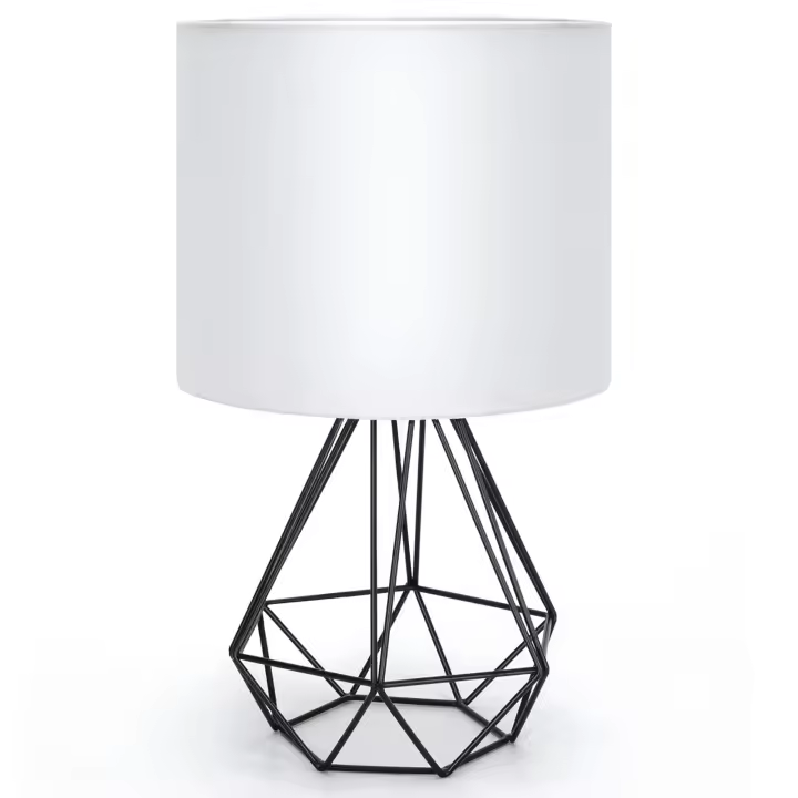 Aigostar - Lámpara de Mesa Estilo Retro Industrial, Portalámparas de Casquillo Fino E14, Lámpara Decorativa con Base Metálica y Tulipa Blanca, Perfecta para Decorar Cualquier Estancia - 1
