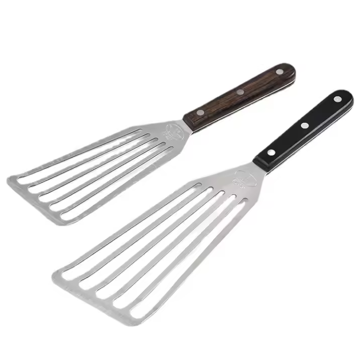 Espátula para pescado, paquete de 2 espátulas de metal de acero inoxidable grandes y pequeñas, espátula ranurada para cocinar, voltear, dar vuelta, freír y asar. - 1