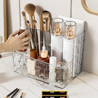 Organizador De Maquillaje Transparente Grande Con Múltiples Redes Caja De Almacenamiento Para Escritorio Soporte Para Control Remoto - details 1