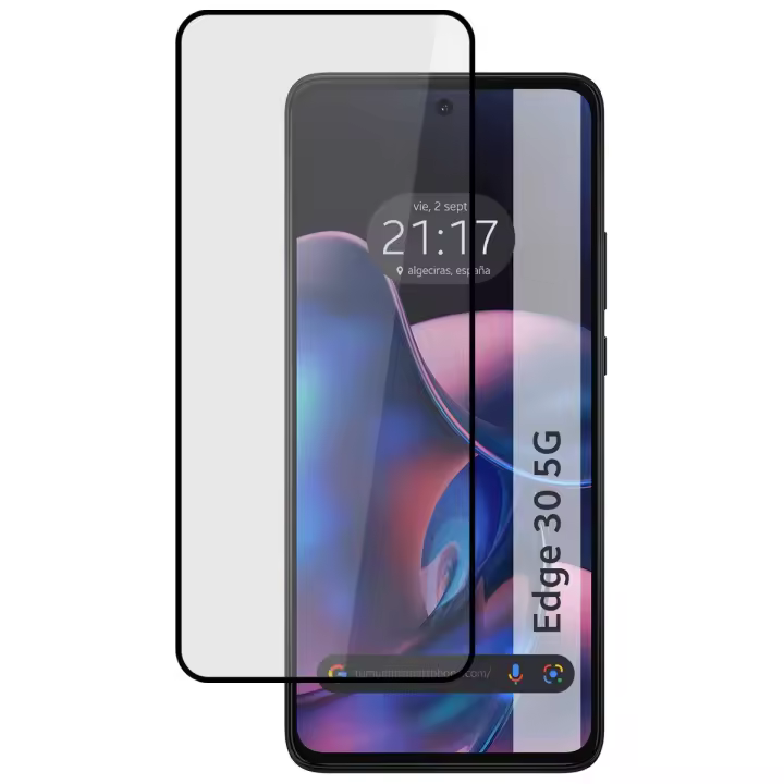 Protector Cristal Templado Completo 5D Full Glue Negro para Motorola Moto Edge 30 5G Vidrio - 1