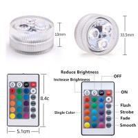 Luz Submarina LED De 3 Colores RGB IP68 Impermeable Para Piscina Y Pila Vaso Accesorios De Jardín Luz Submersible Exterior 16 Colores - details 2