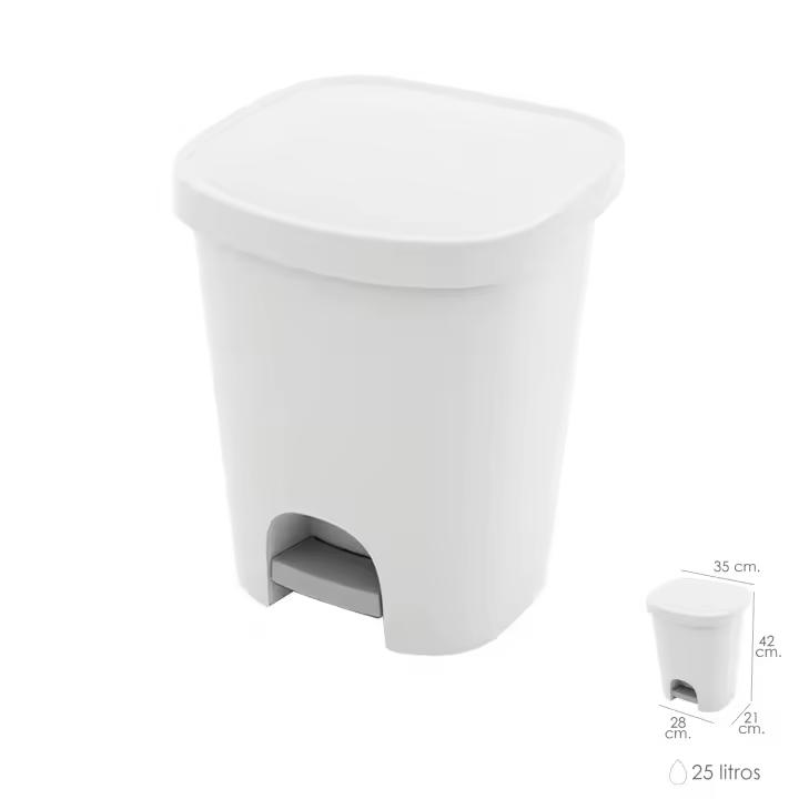 SANCO STORE - ORYX Cubo Basura Con Pedal 25 Litros Plastico Blanco - 1