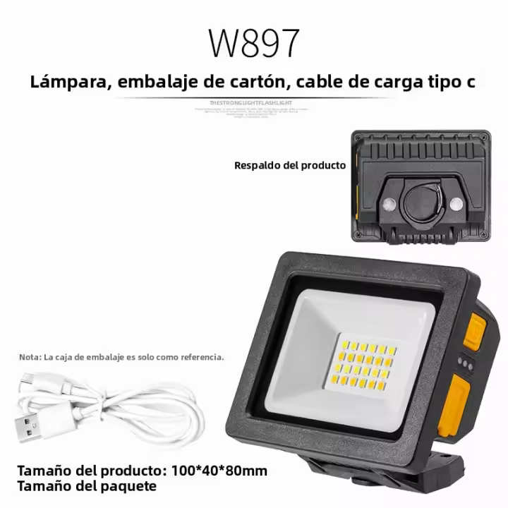 Linterna LED Recargable USB Con Soporte Rotativo Portátil Y Multifuncional COB Lámpara De Trabajo Mini Llavero LED W897 Material ABS - 1