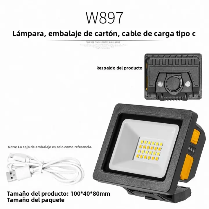 Linterna LED Recargable USB Con Soporte Rotativo Portátil Y Multifuncional COB Lámpara De Trabajo Mini Llavero LED W897 Material ABS - 1