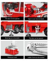 MOC Technical City Ladder Firetruck Building Blocks Set Policiales Con Camión De Agua Para Niños Juguetes De Bloques De Construcción - details 7