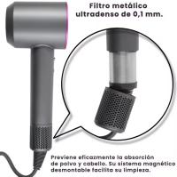 Secador de Pelo Profesional Ionico 1600W, Secador De Pelo Supersónico, Color Metal Y Fucsia, Hair Dryer, Con 6 Accesorios, Boquilla Alisadora, Flyaway, Difusor, Boquilla aire suave, Boquilla suave, Soporte Pared, Múltiples Modos. - details 9