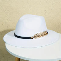 Sombrero De Vaquero Occidental Para Mujeres Con Borde Plano Y Cinturón Fedora De Jazz Color Sólido Clásico Para Hombres Y Mujeres En Todas Las Estaciones - details 12