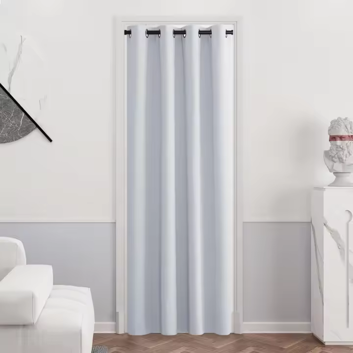 PONY DANCE Curtain for Bedroom - Curtain Thermal Door Curtain with Eyelet for Living Room Bedroom Kid Adulte Privacy Screen Blackout Drapes, 1 Panel, W 52-in by D 72 in, Greyish White - 1