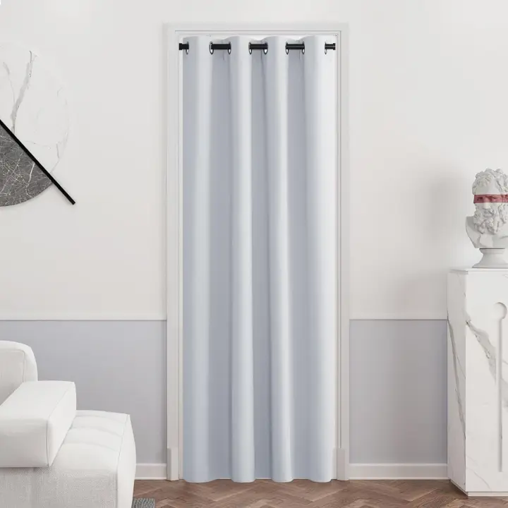 PONY DANCE Curtain for Bedroom - Curtain Thermal Door Curtain with Eyelet for Living Room Bedroom Kid Adulte Privacy Screen Blackout Drapes, 1 Panel, W 52-in by D 72 in, Greyish White - 1