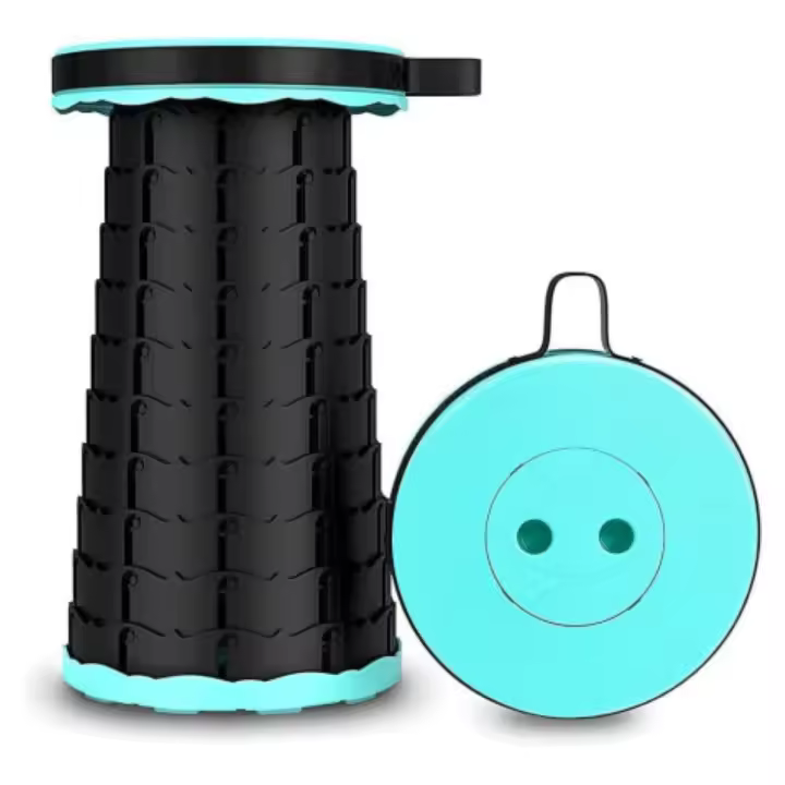 COSHANO Taburete Plegable portátil para Camping, Pesca, Senderismo, Barbacoa, Altura Ajustable Redondo 180kg (Verde Agua) - 1