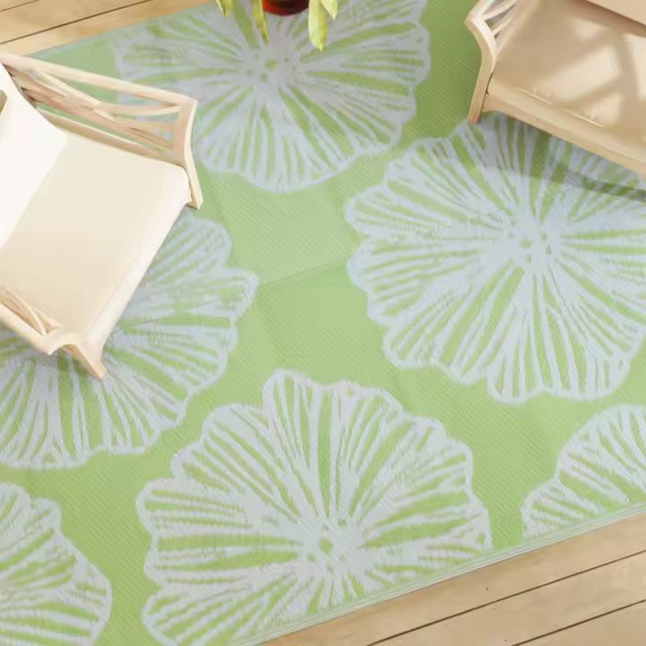 vidaXL Alfombra de Exterior PP 190x290 cm Jardín Patio Terraza Balcón Color green leaf pattern,  verde,  Verde y mas - 1